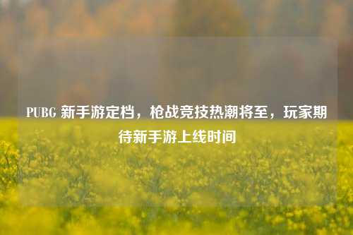 PUBG 新手游定档,枪战竞技热潮将至,玩家期待新手游上线时间