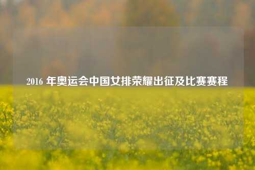 2016 年奥运会中国女排荣耀出征及比赛赛程