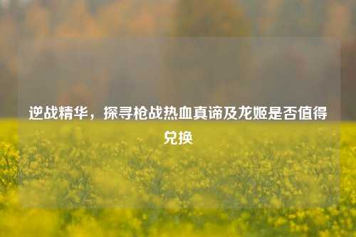 逆战精华，探寻枪战热血真谛及龙姬是否值得兑换